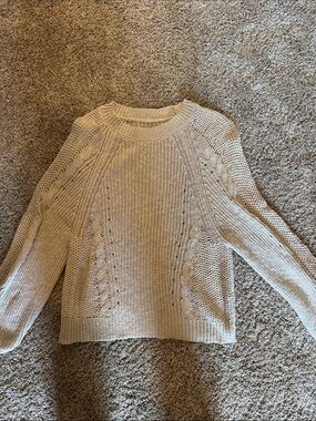 American Eagle Outfitters Oatmeal Cable Scoop Neck Sweater